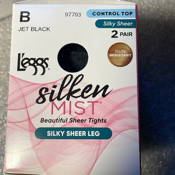 Lot 8 Pairs Black L’eggs Silken Mist Silky sheer Control top tights Pantyhose B - Picture 6 of 7